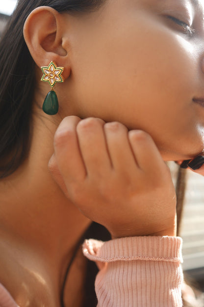 Kundan Floral Drop Earrings 