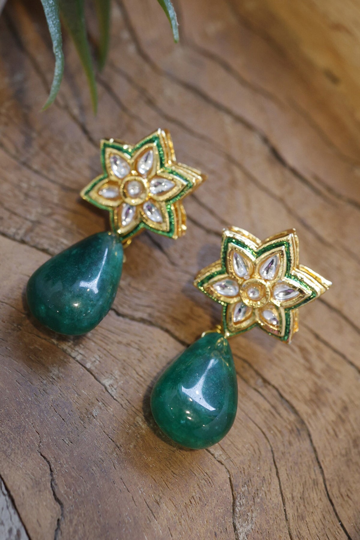 Kundan Floral Drop Earrings 