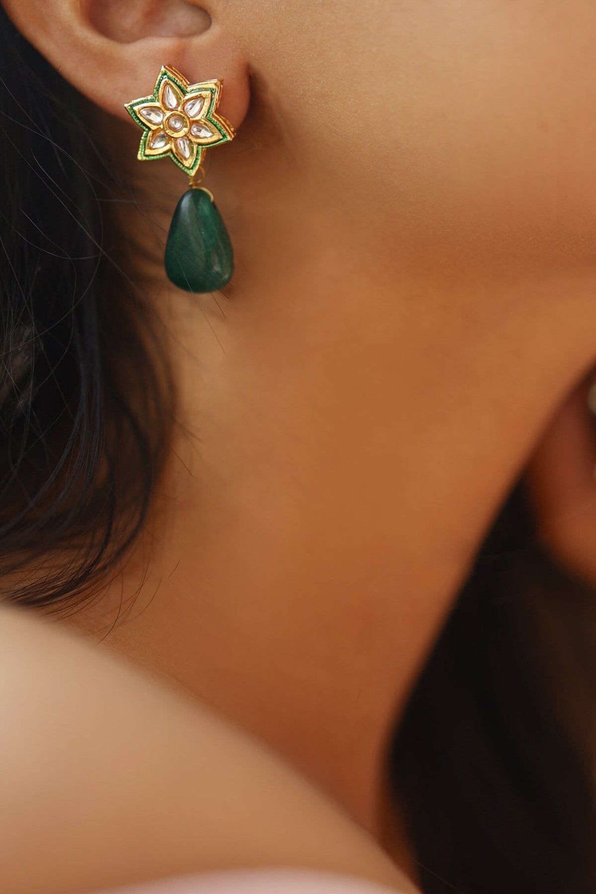 Kundan Floral Drop Earrings 