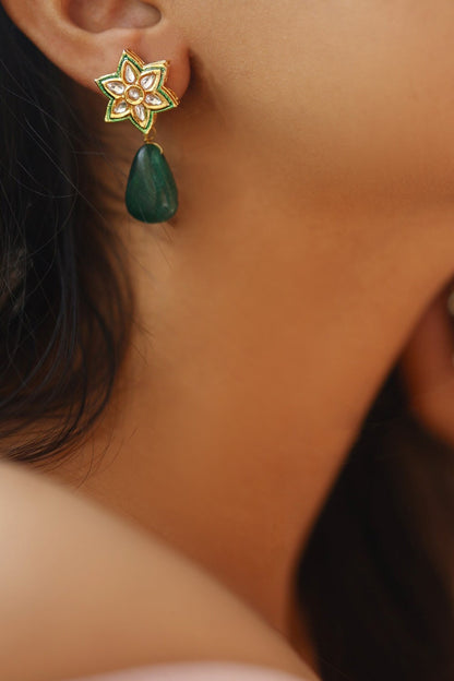 Kundan Floral Drop Earrings 
