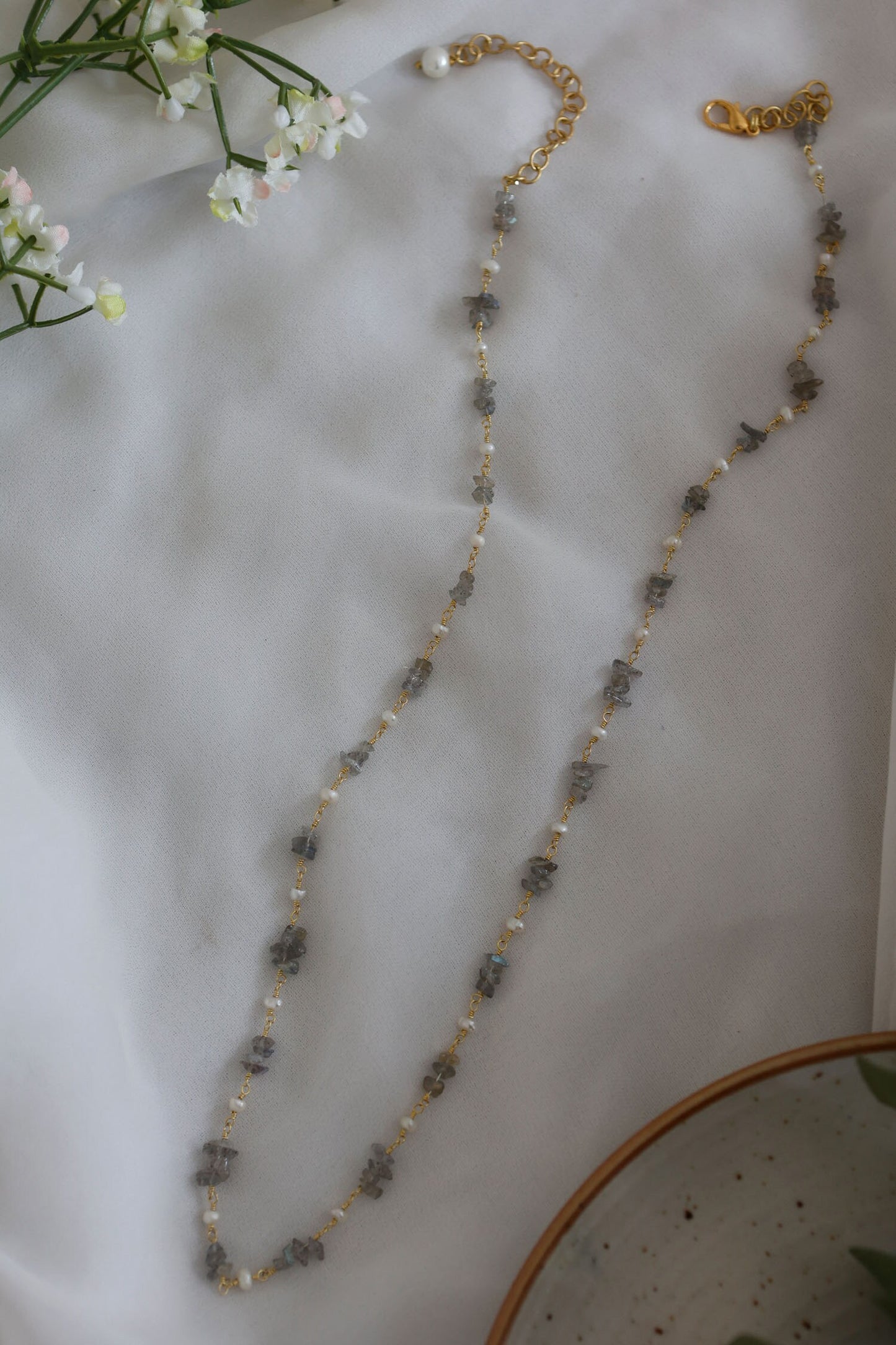 Stone Encrusted String Necklace 