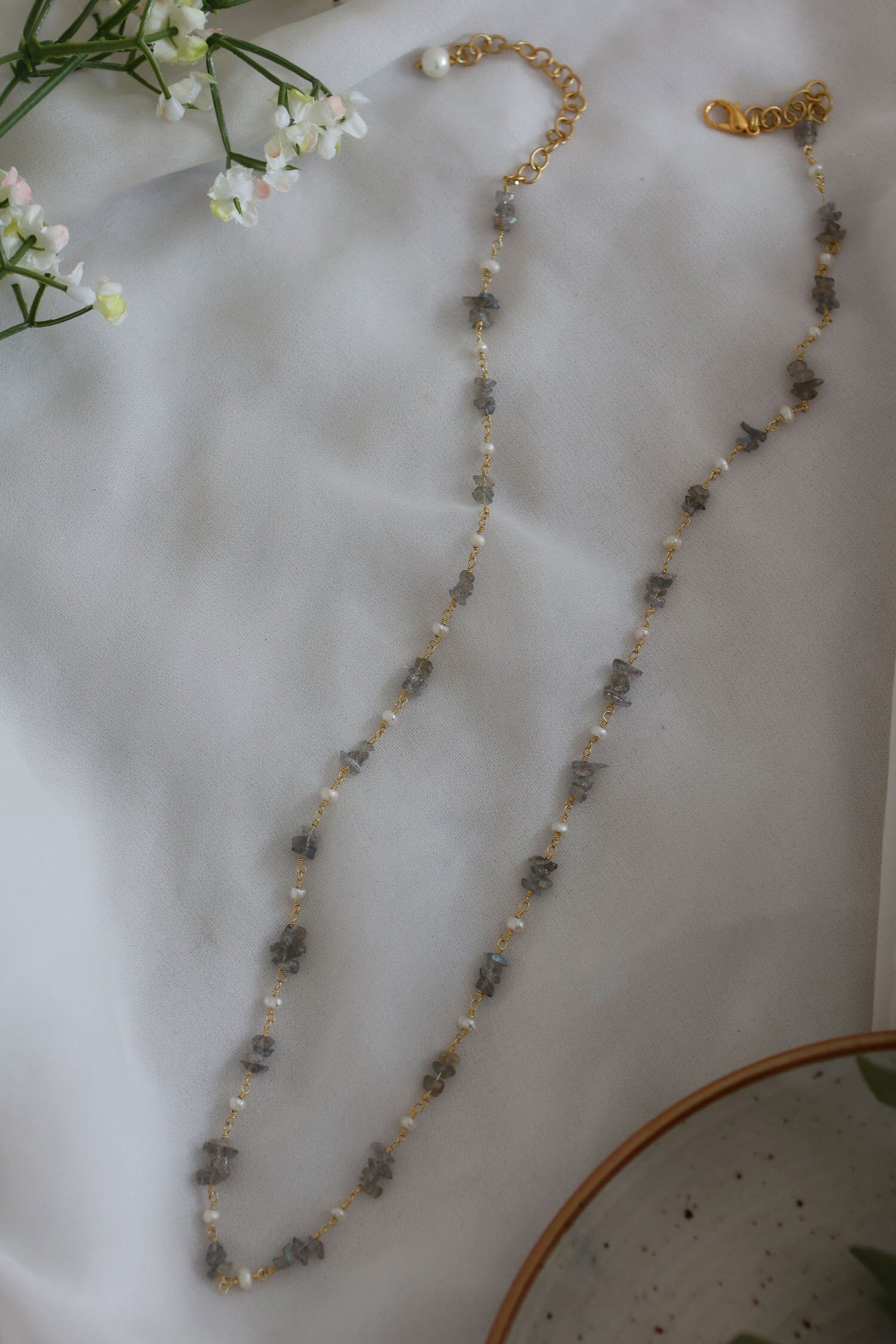 Stone Encrusted String Necklace 