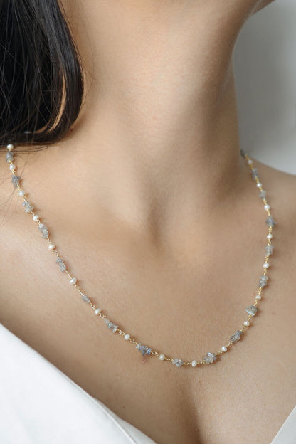 Stone Encrusted String Necklace 