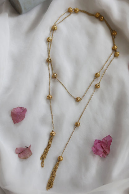 Engraved Ball Tasseled Necklace 