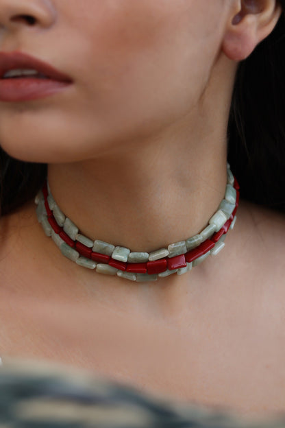 Natural Stone Embellished Choker 