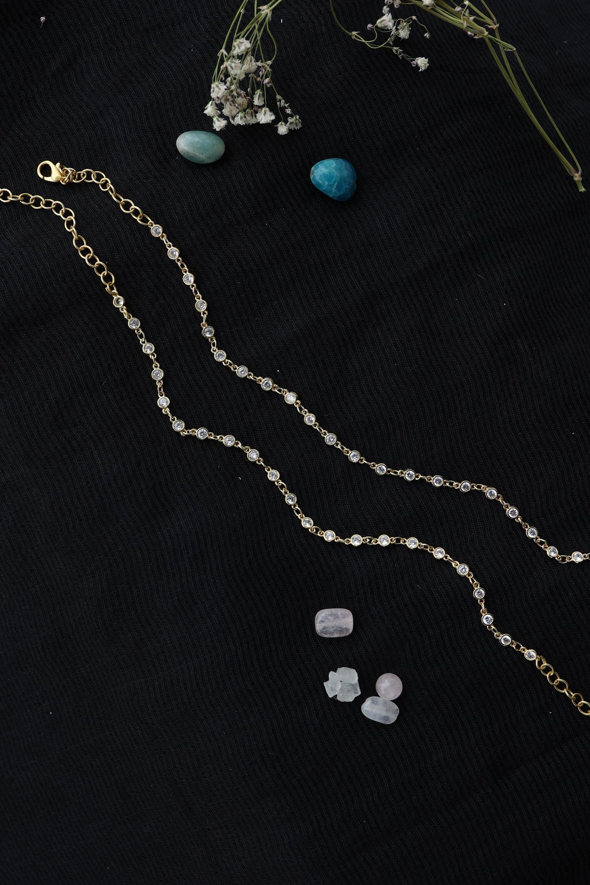 Crystal Embellished Pair of Anklets 