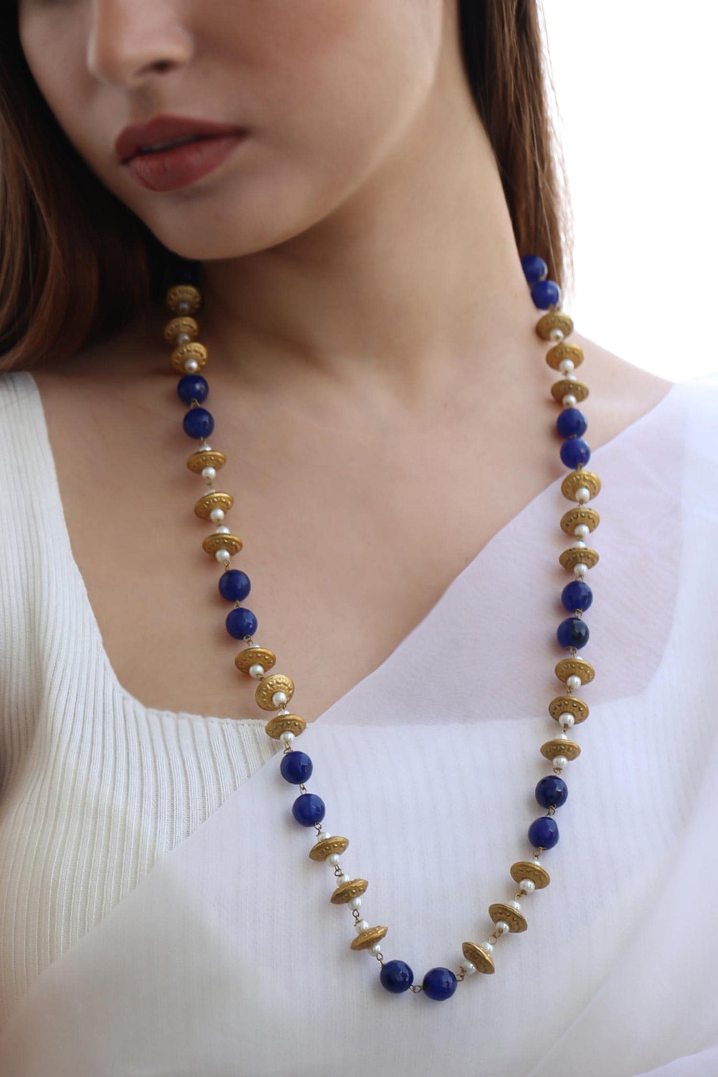 Natural Stone Embellished Necklace 