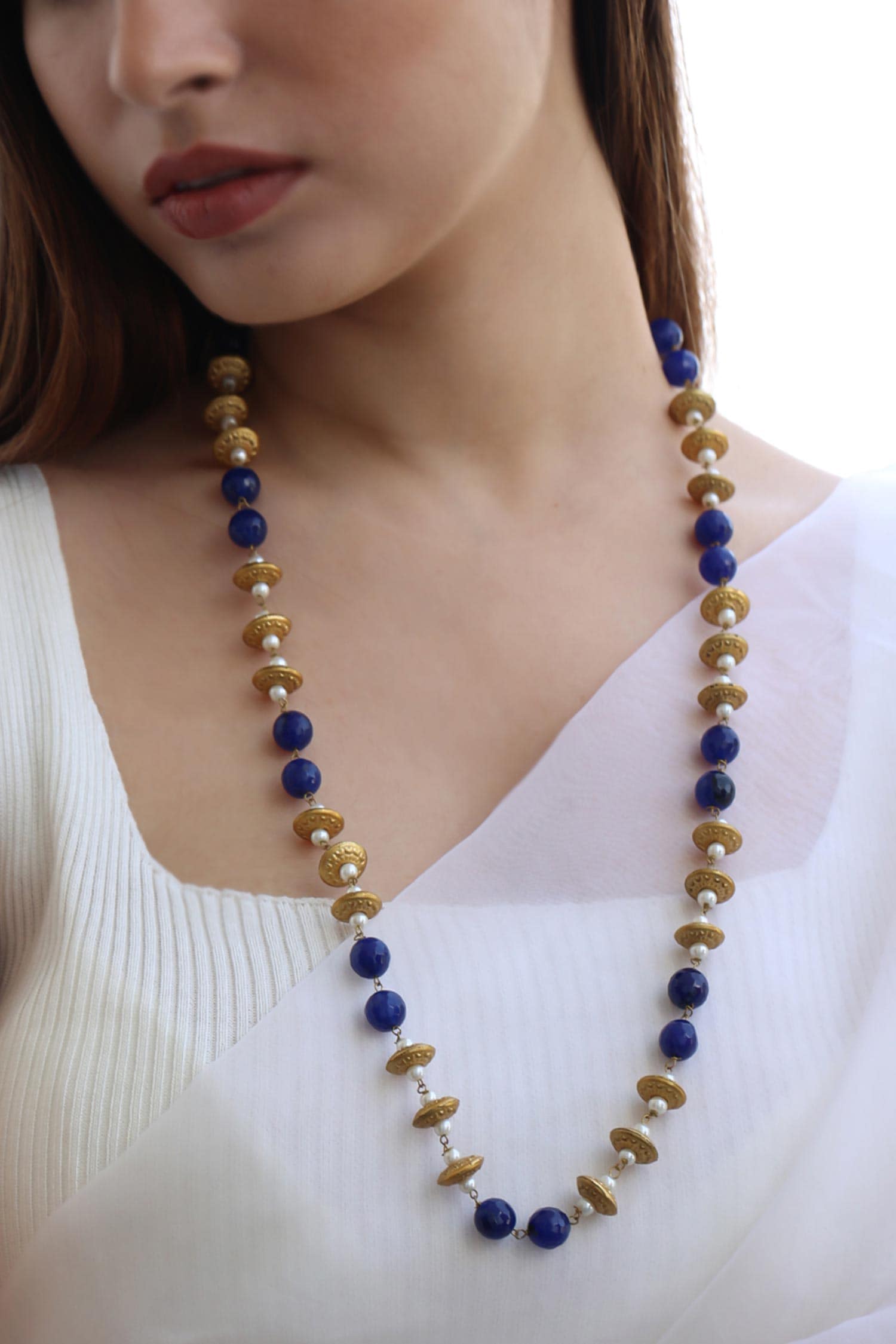 Natural Stone Embellished Necklace 