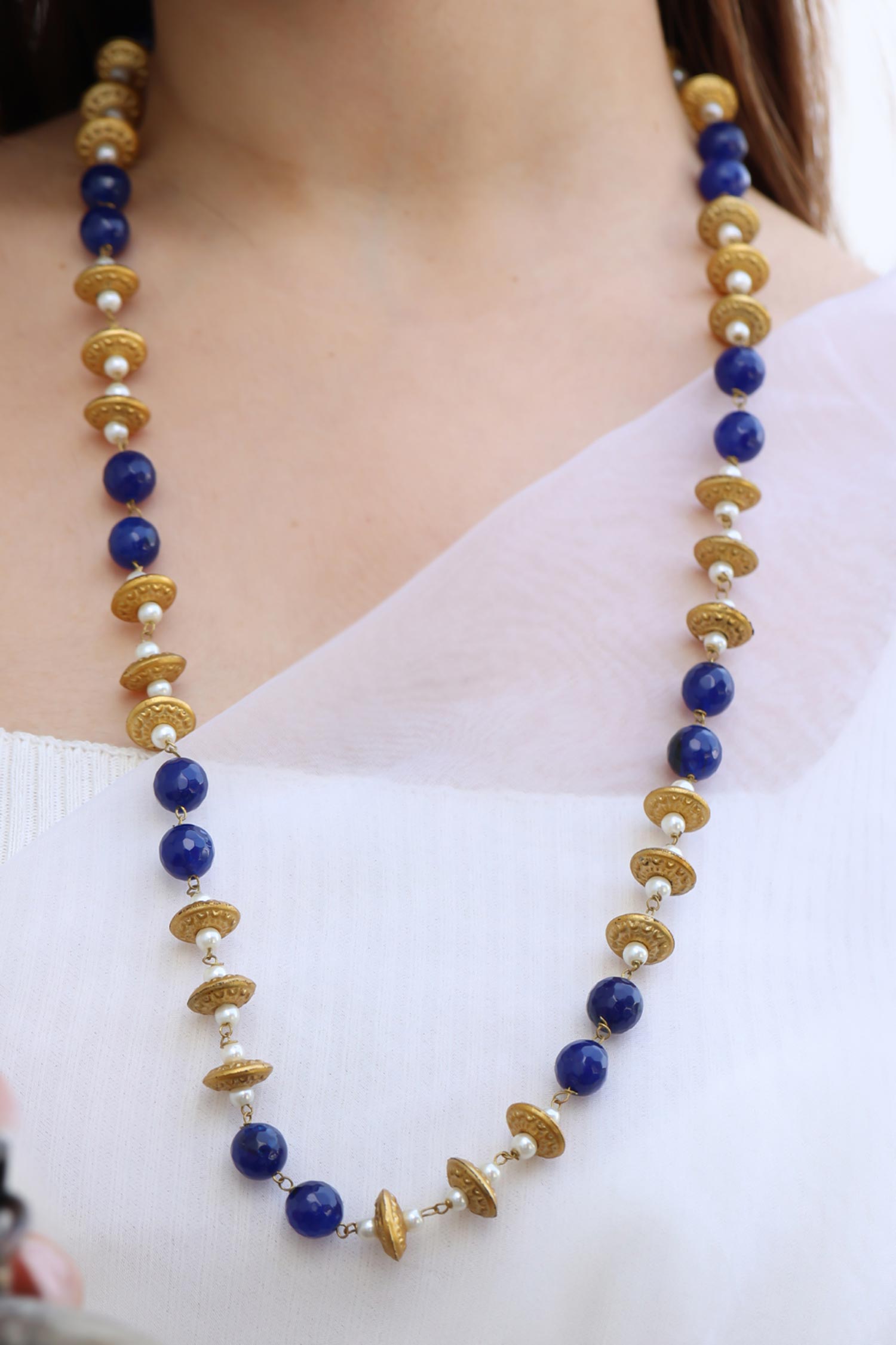 Natural Stone Embellished Necklace 
