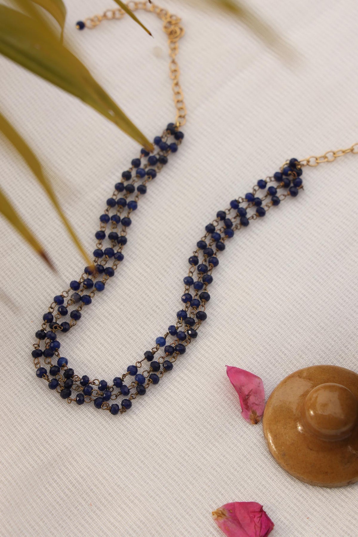 Onyx Stone Embellished Layered Necklace 