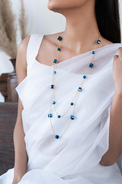 Stone Embellished Layered Long Necklace 