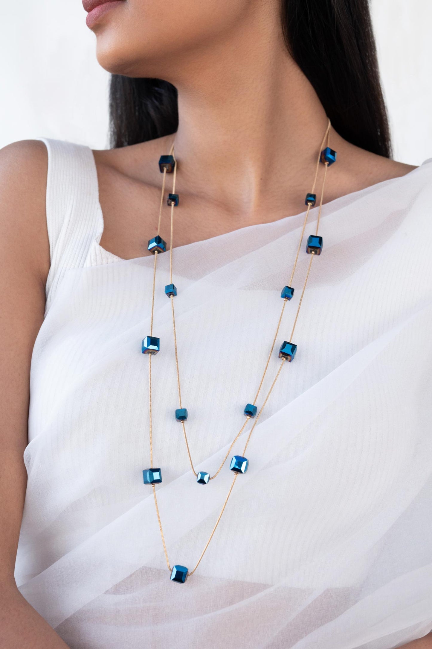 Stone Embellished Layered Long Necklace 
