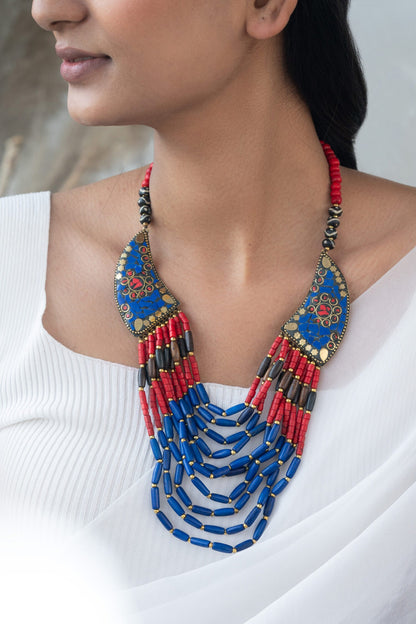 Multi Layered Beaded Tribal Necklace 