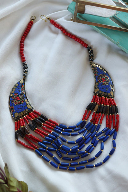 Multi Layered Beaded Tribal Necklace 