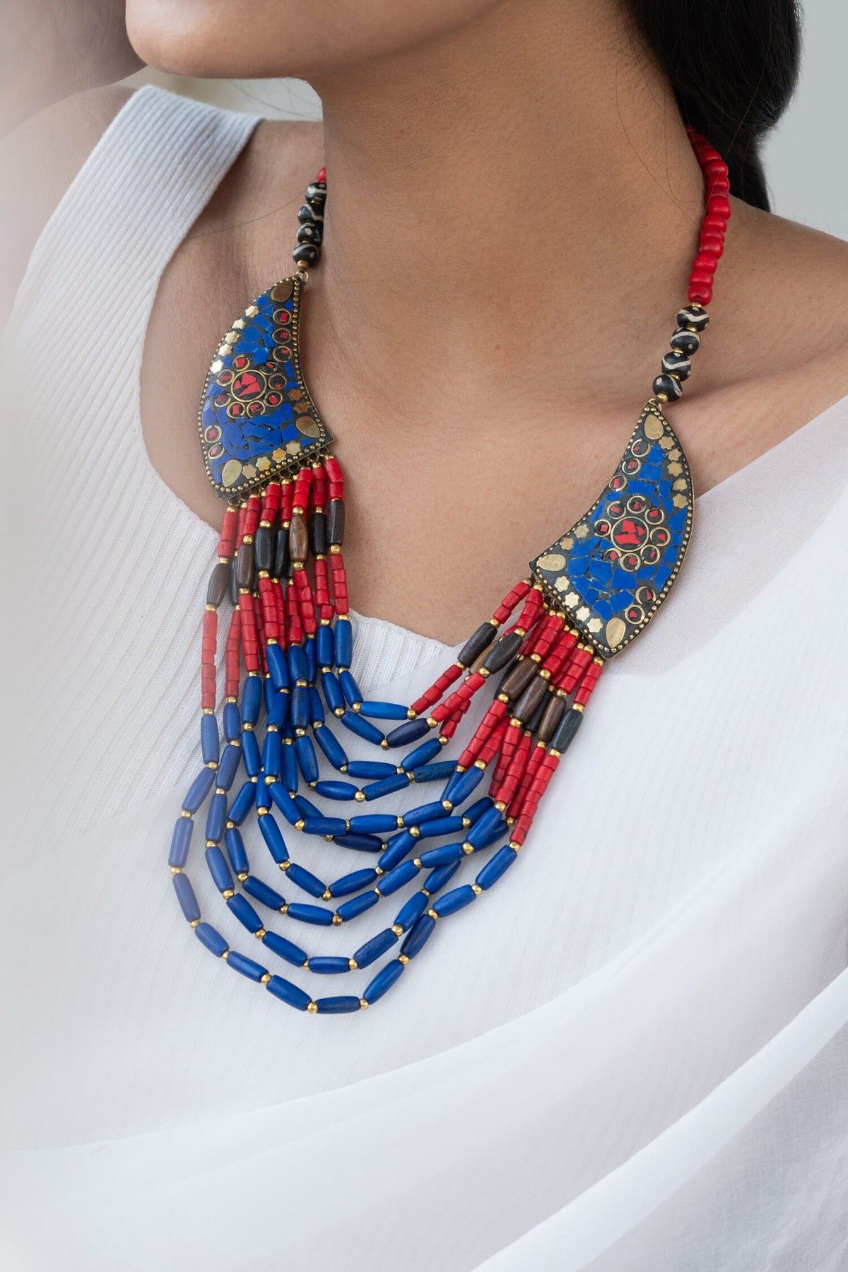 Multi Layered Beaded Tribal Necklace 