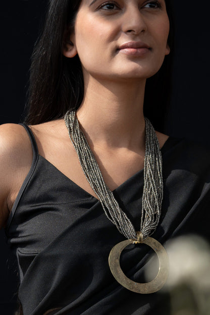 Arc Pendant Beaded Boho Necklace 