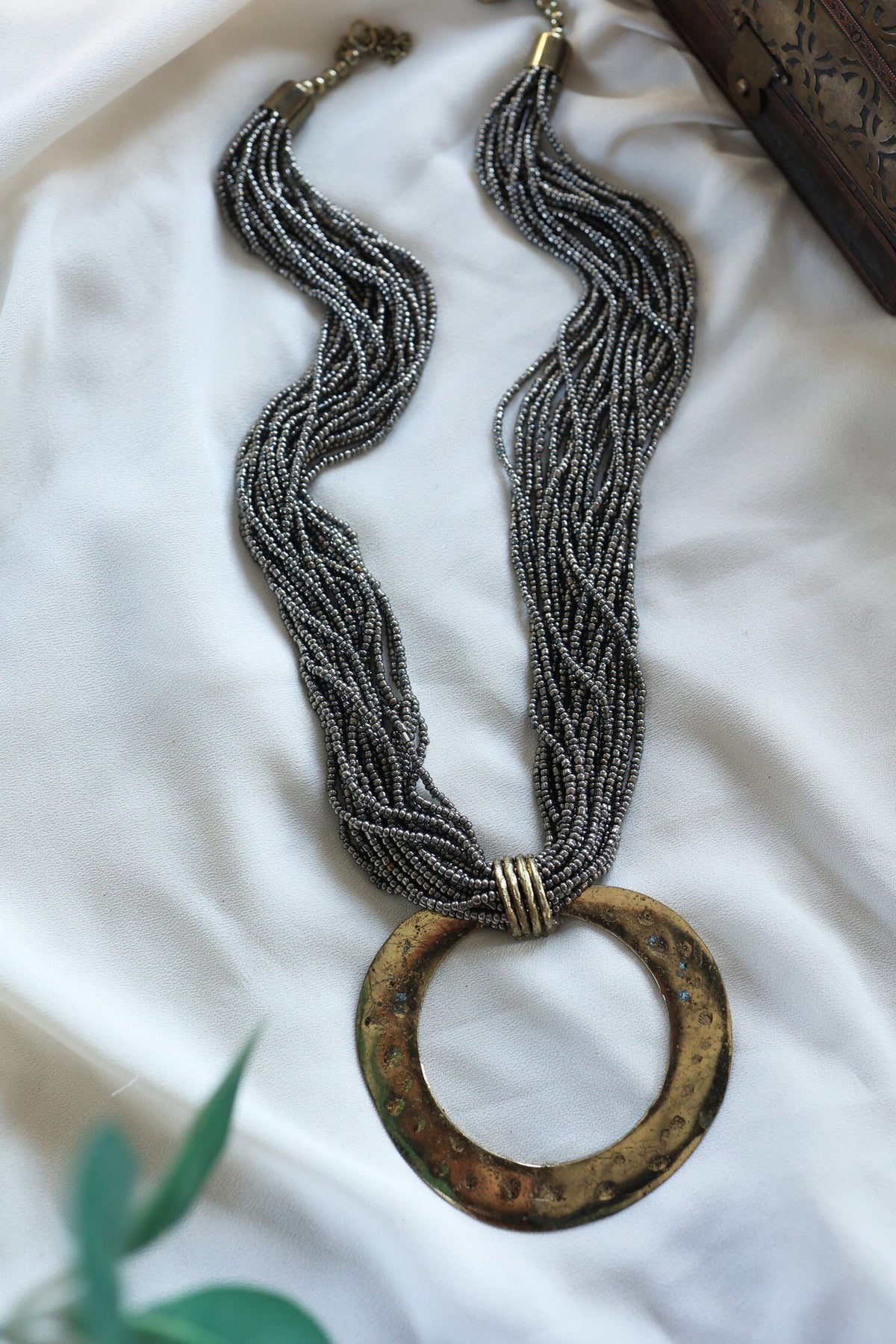 Arc Pendant Beaded Boho Necklace 