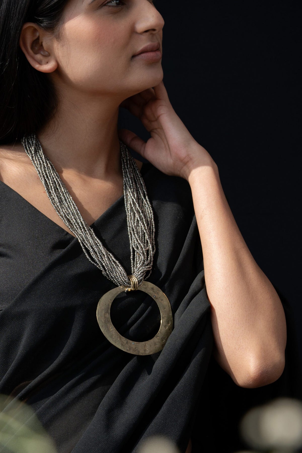 Arc Pendant Beaded Boho Necklace 