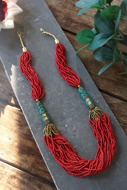 Multi Layered Beaded Bohemian Necklace 
