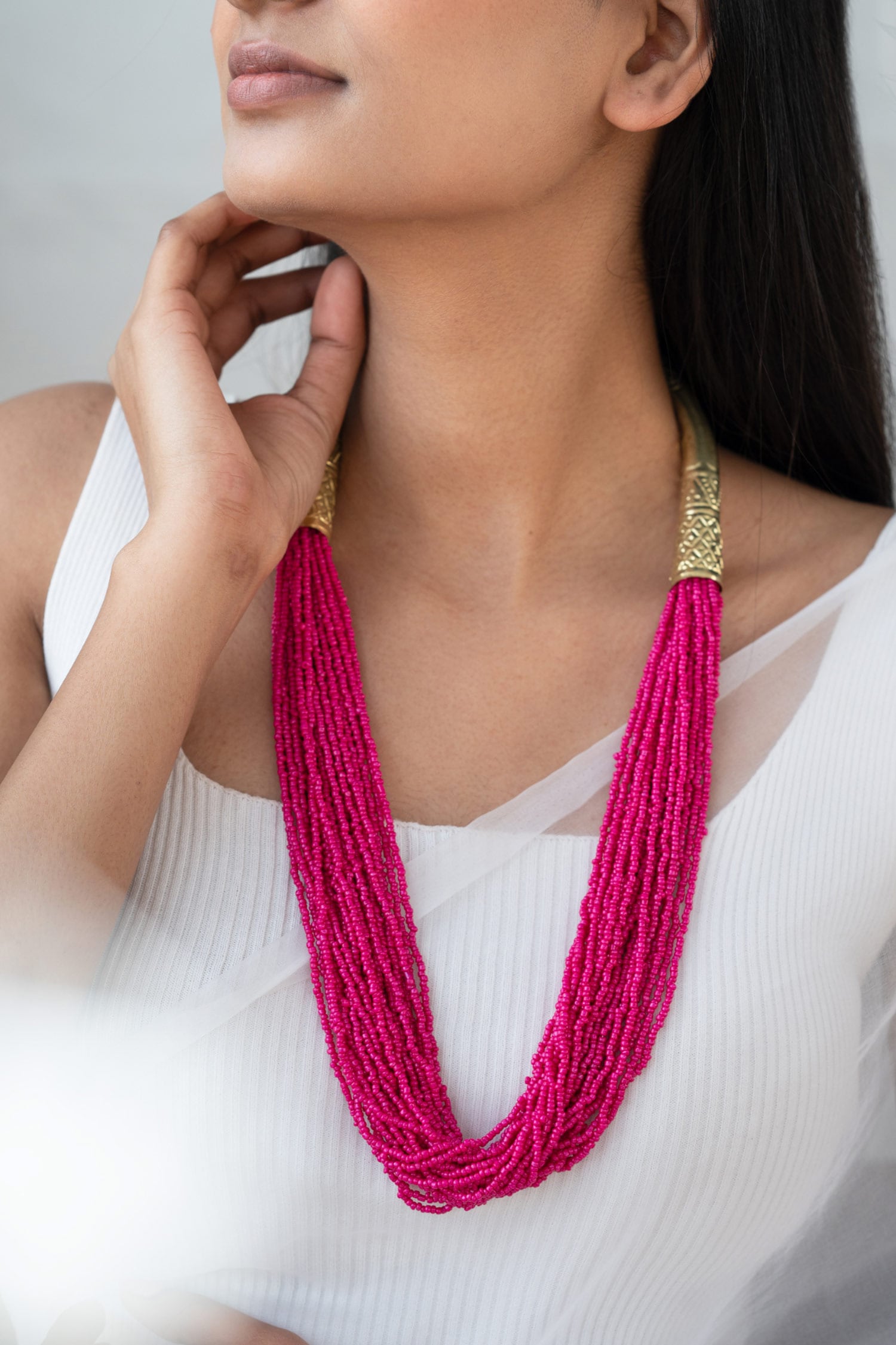 Multi Layered Bead Embellished Necklace 