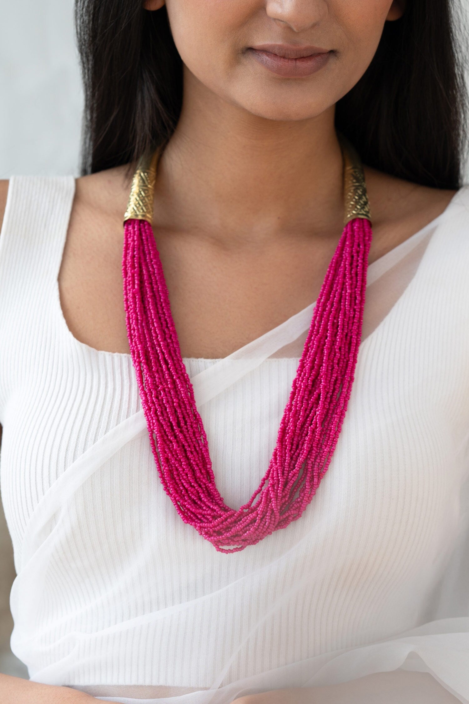 Multi Layered Bead Embellished Necklace 