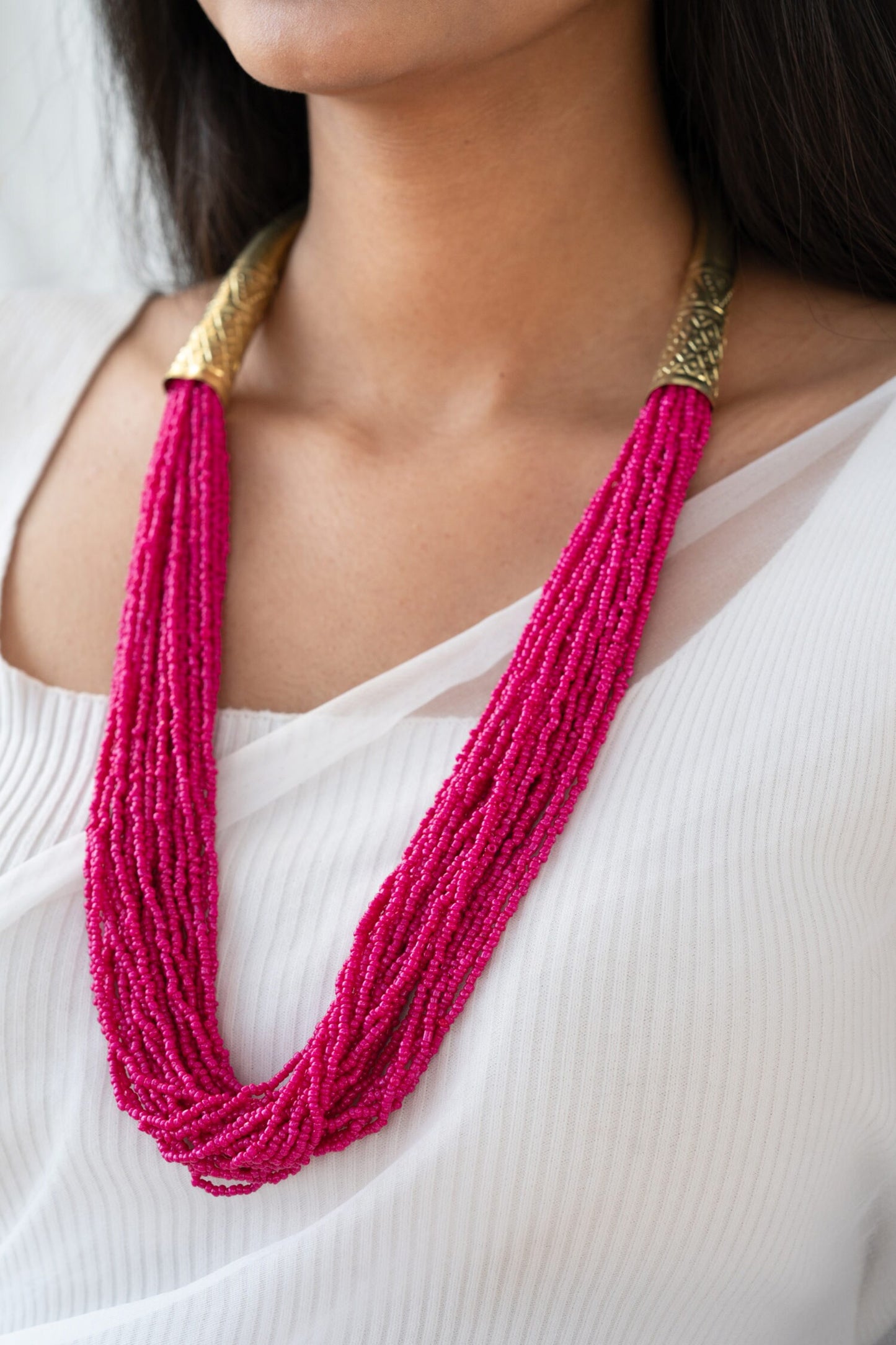 Multi Layered Bead Embellished Necklace 