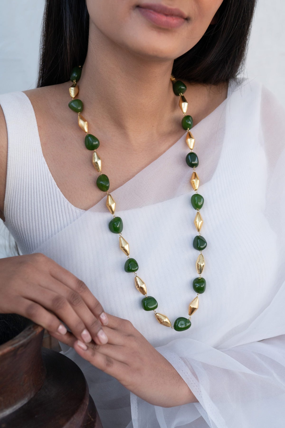 Stone Embellished Long Boho Necklace 