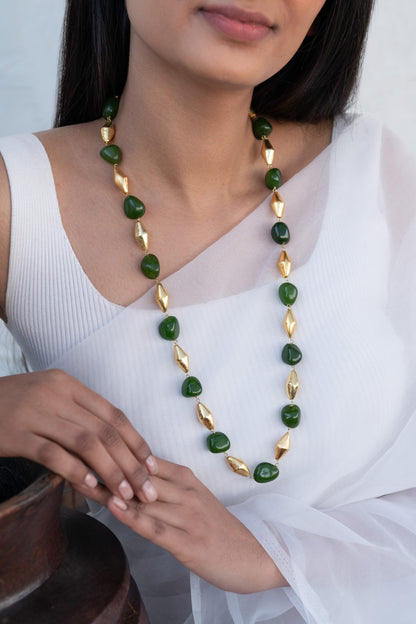 Stone Embellished Long Boho Necklace 