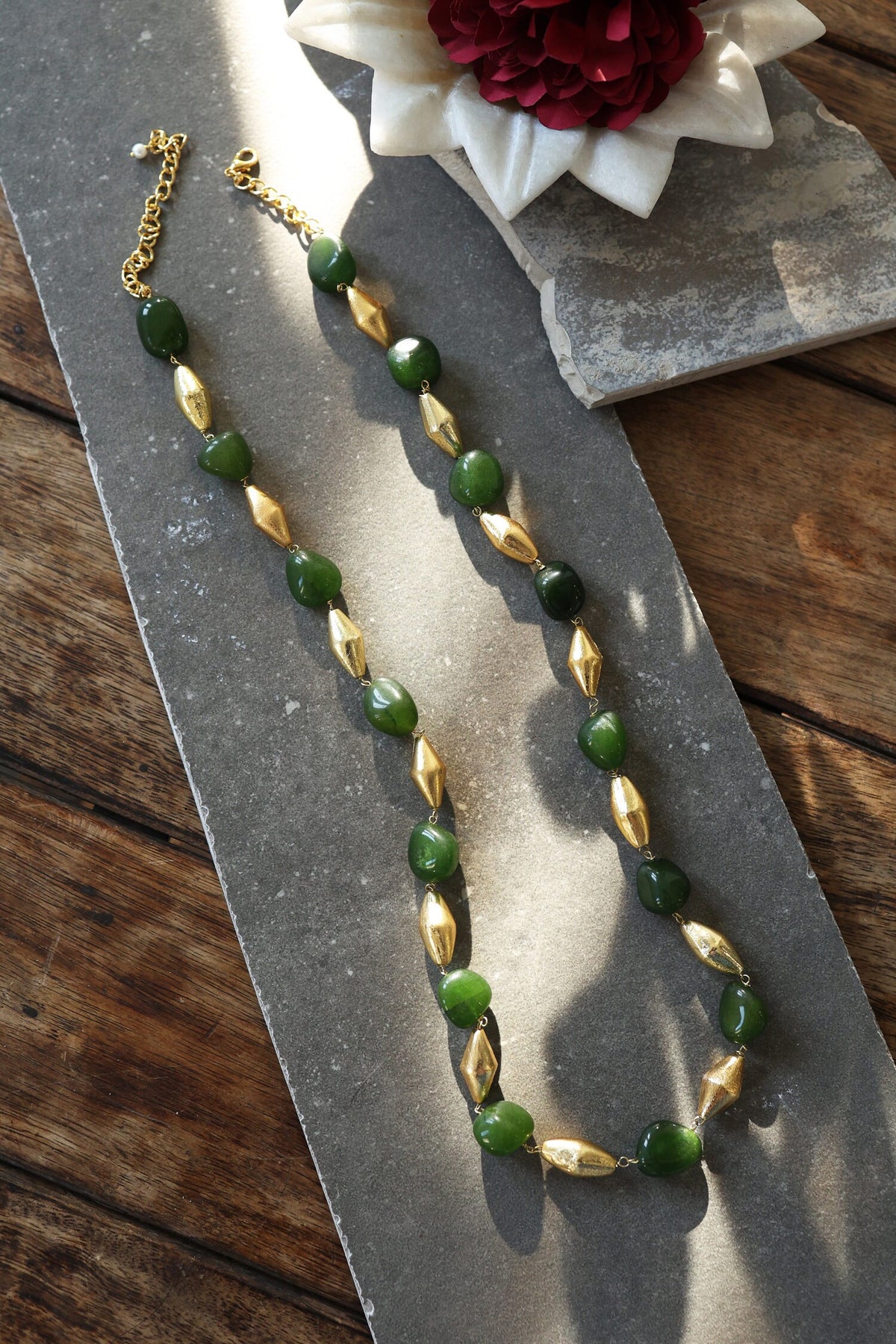 Stone Embellished Long Boho Necklace 