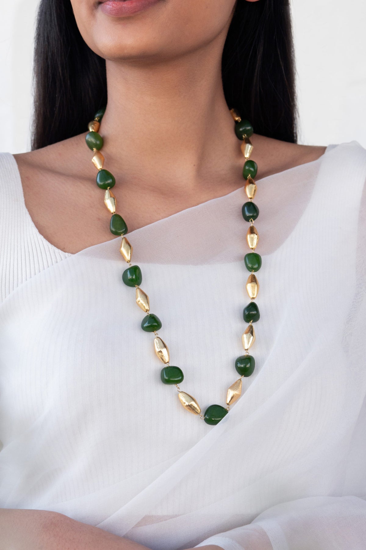 Stone Embellished Long Boho Necklace 