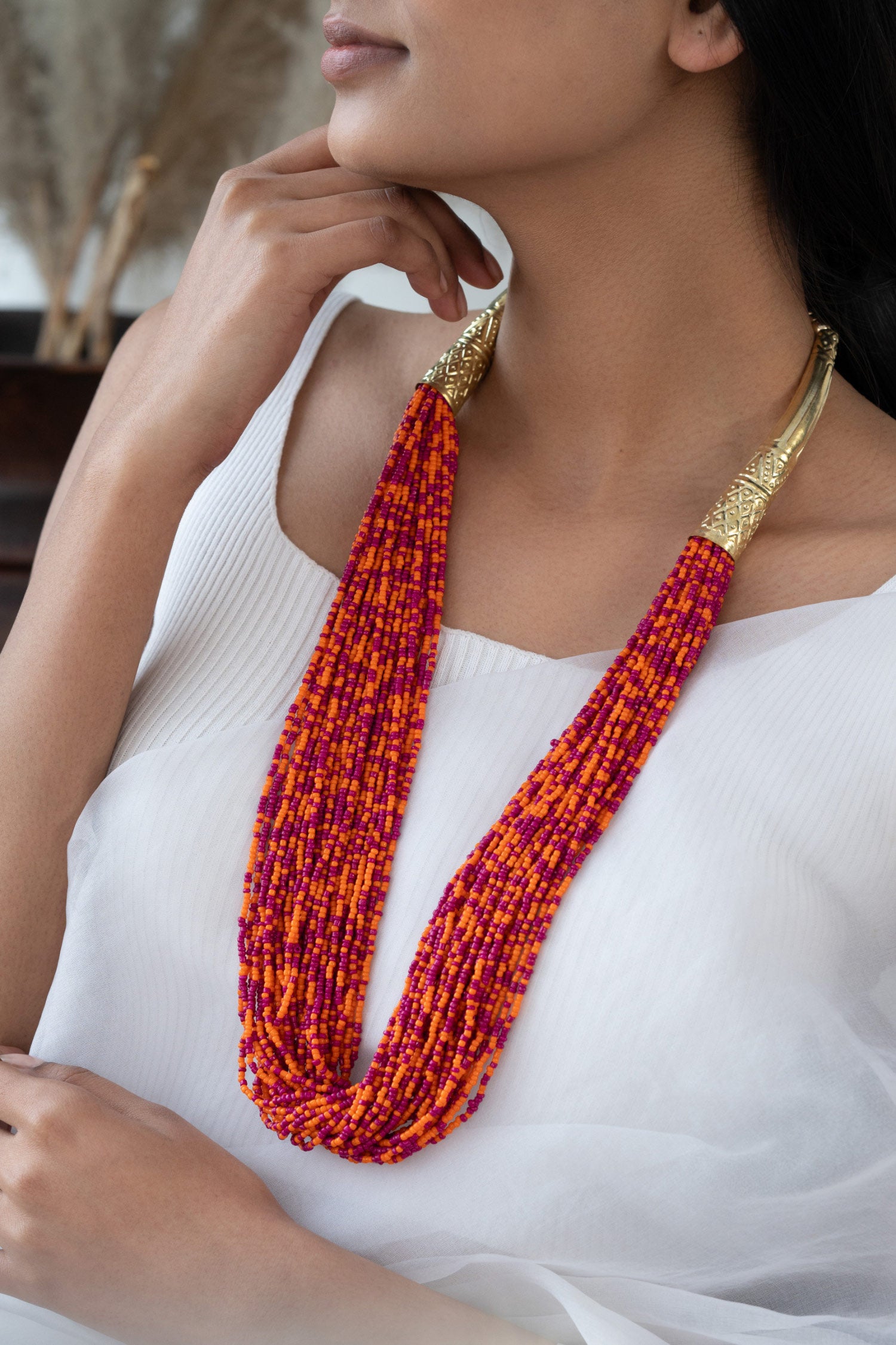 Multi Layered Long Beaded Necklace 