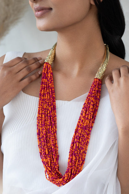 Multi Layered Long Beaded Necklace 