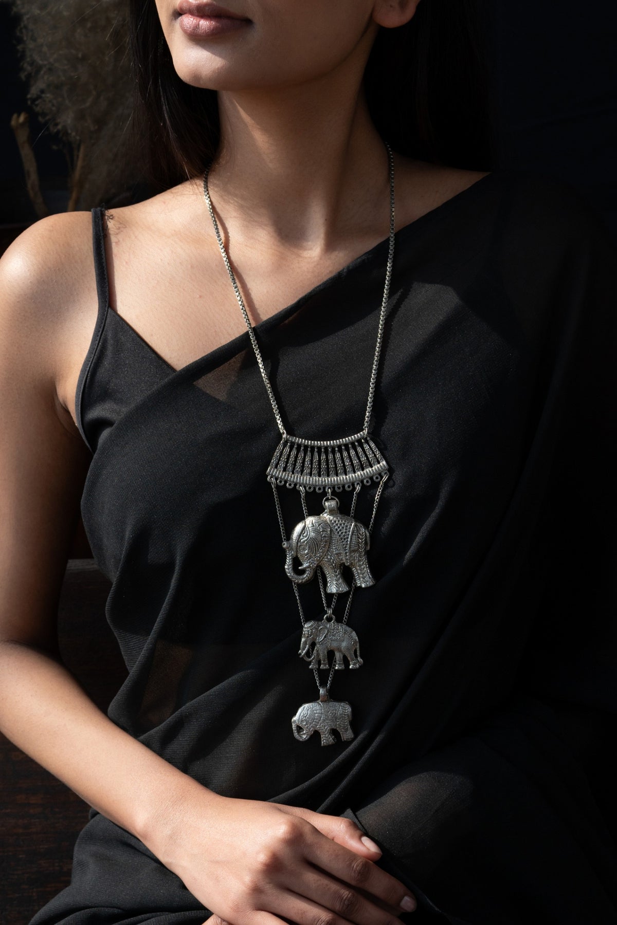 Carved Oxidized Necklace 