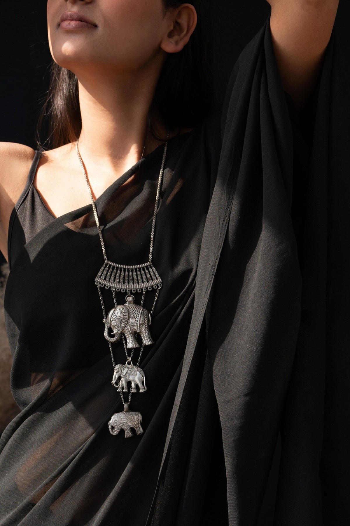 Carved Oxidized Necklace 