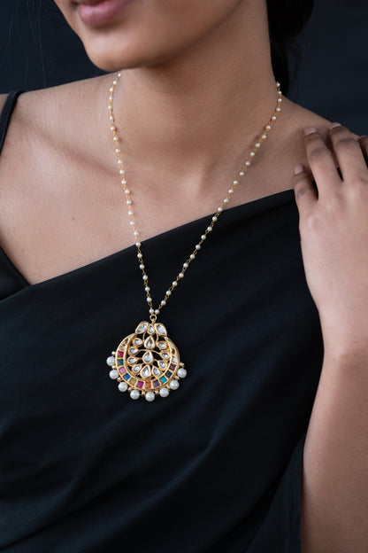 Kundan Studded Half Moon Necklace 