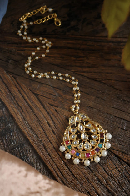 Kundan Studded Half Moon Necklace 