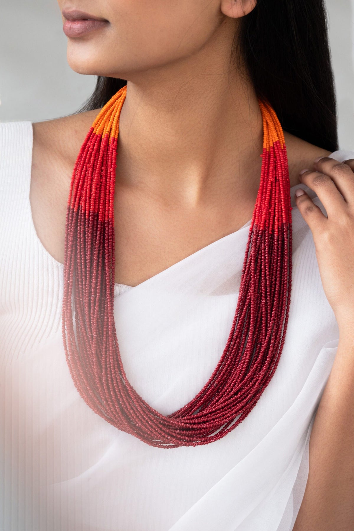 Ombre Beads Embellished Necklace 