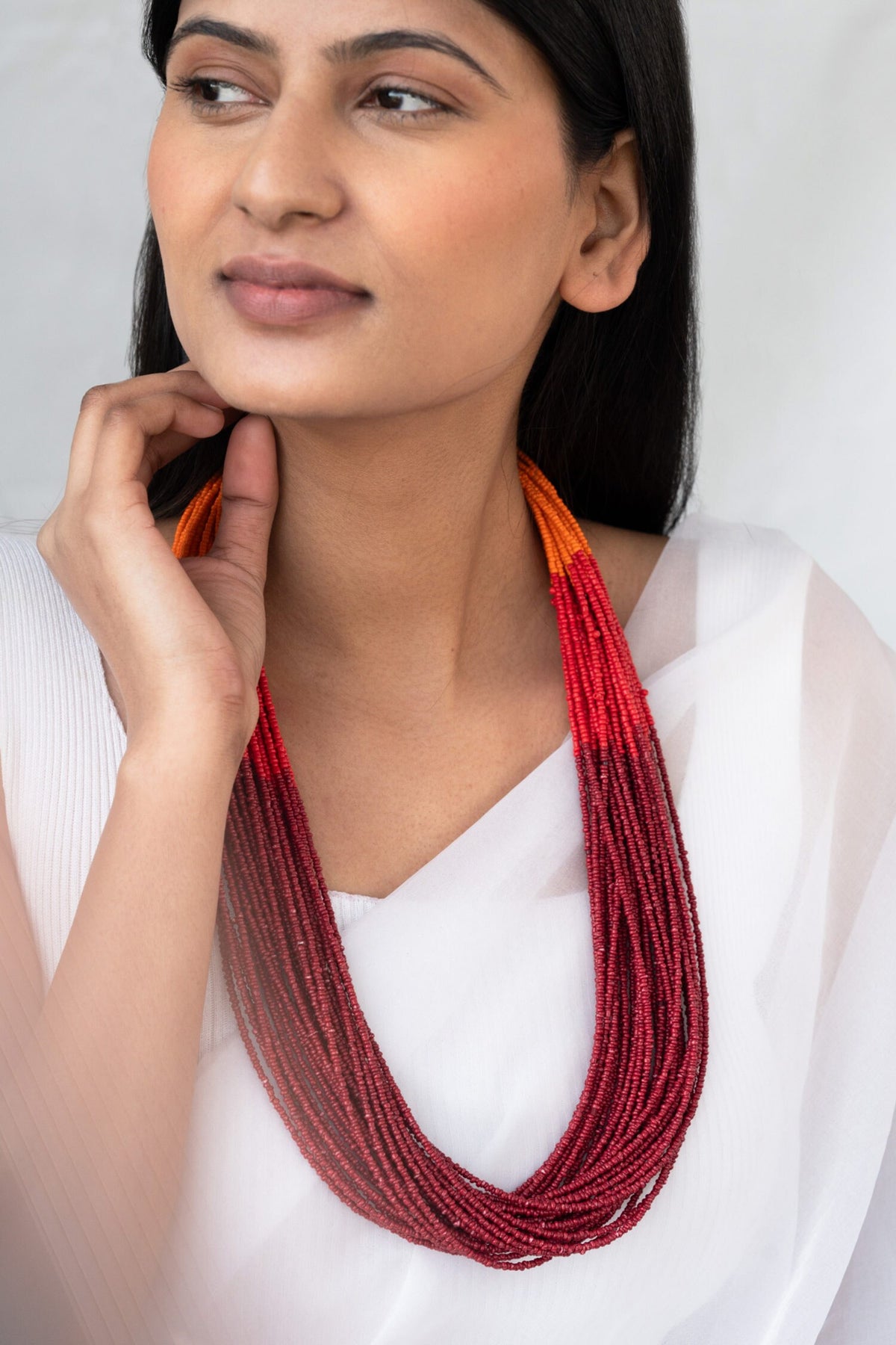 Ombre Beads Embellished Necklace 