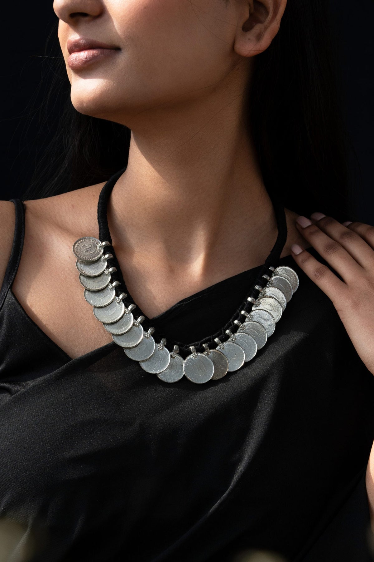 Patina Coin Embellished Choker 