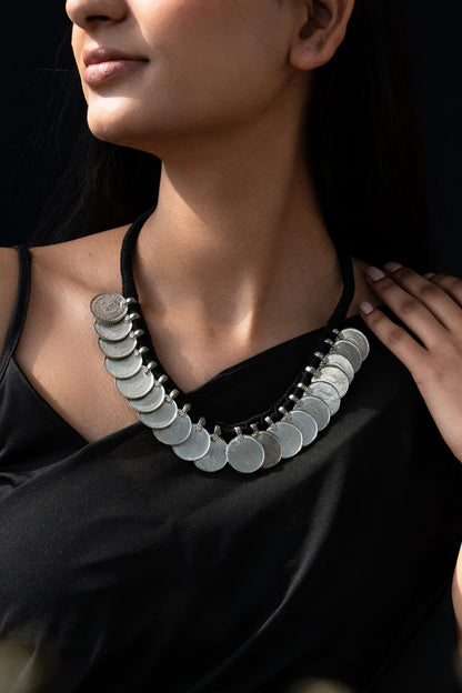 Patina Coin Embellished Choker 