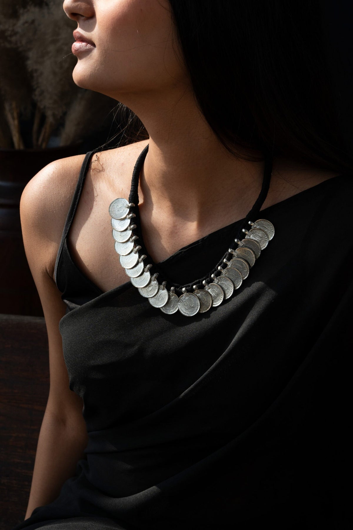 Patina Coin Embellished Choker 