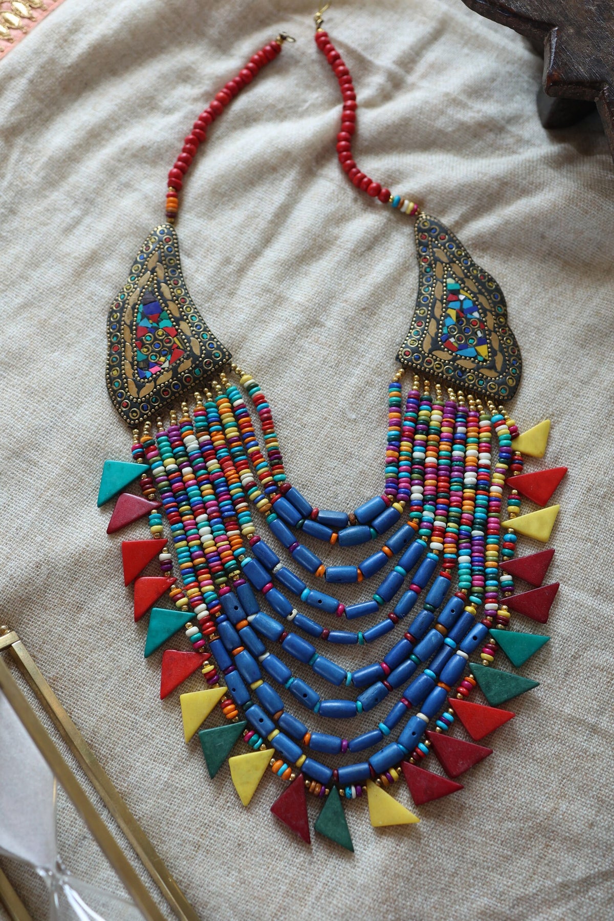 Geometric Beaded Embellished Necklace 