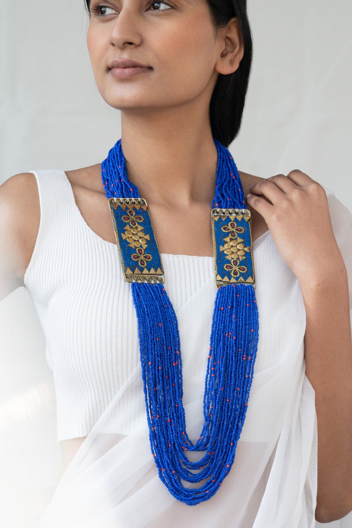 Layered Beads Embellished Necklace 