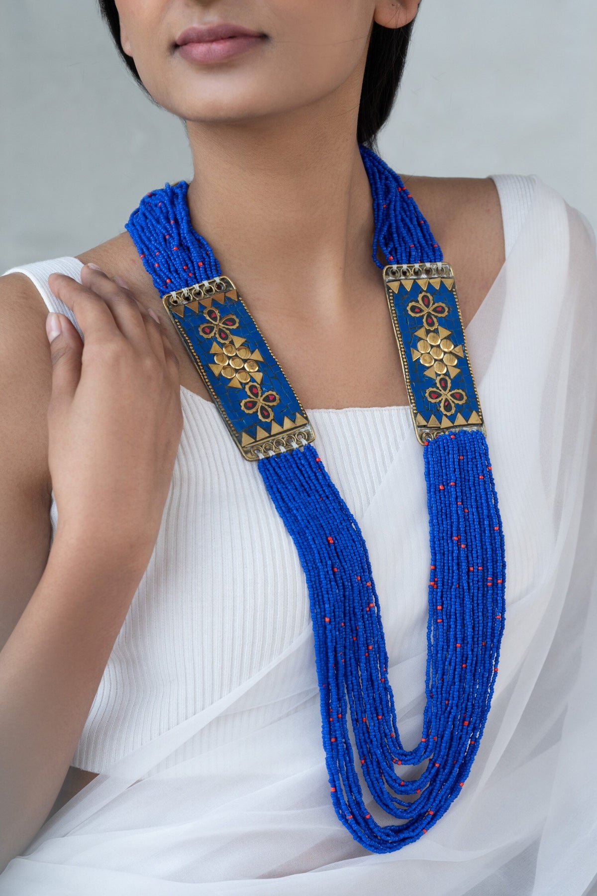 Layered Beads Embellished Necklace 