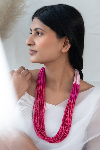 Two Tone Beads Embellished Necklace 