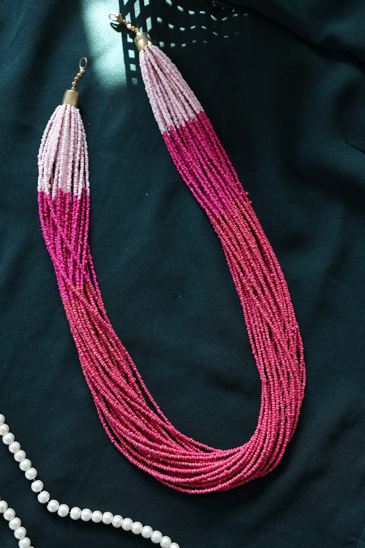 Two Tone Beads Embellished Necklace 