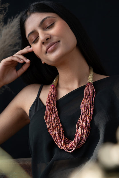 Color Block Beaded Necklace 