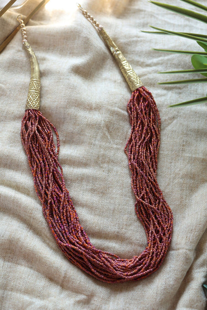 Color Block Beaded Necklace 