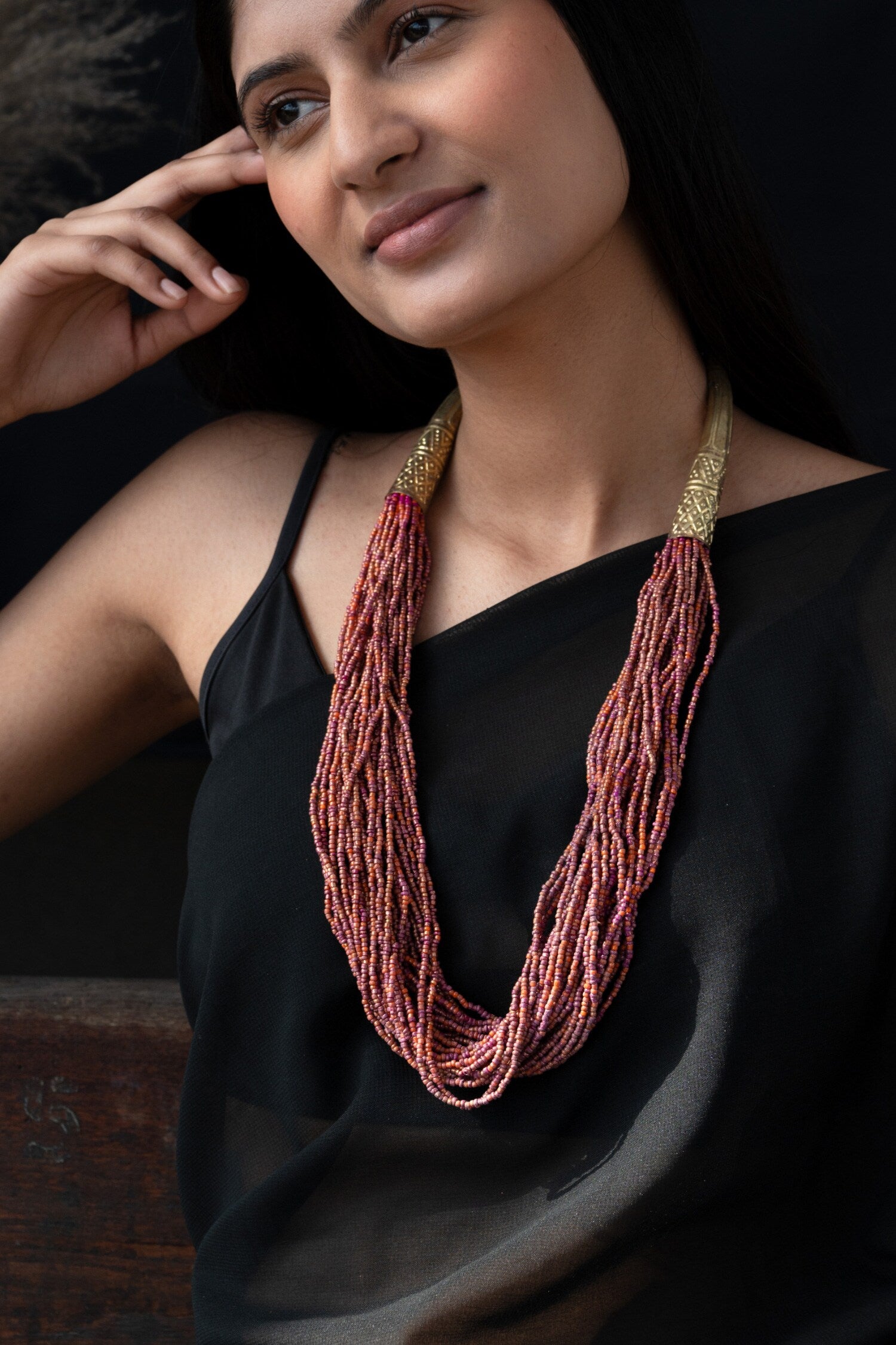 Color Block Beaded Necklace 