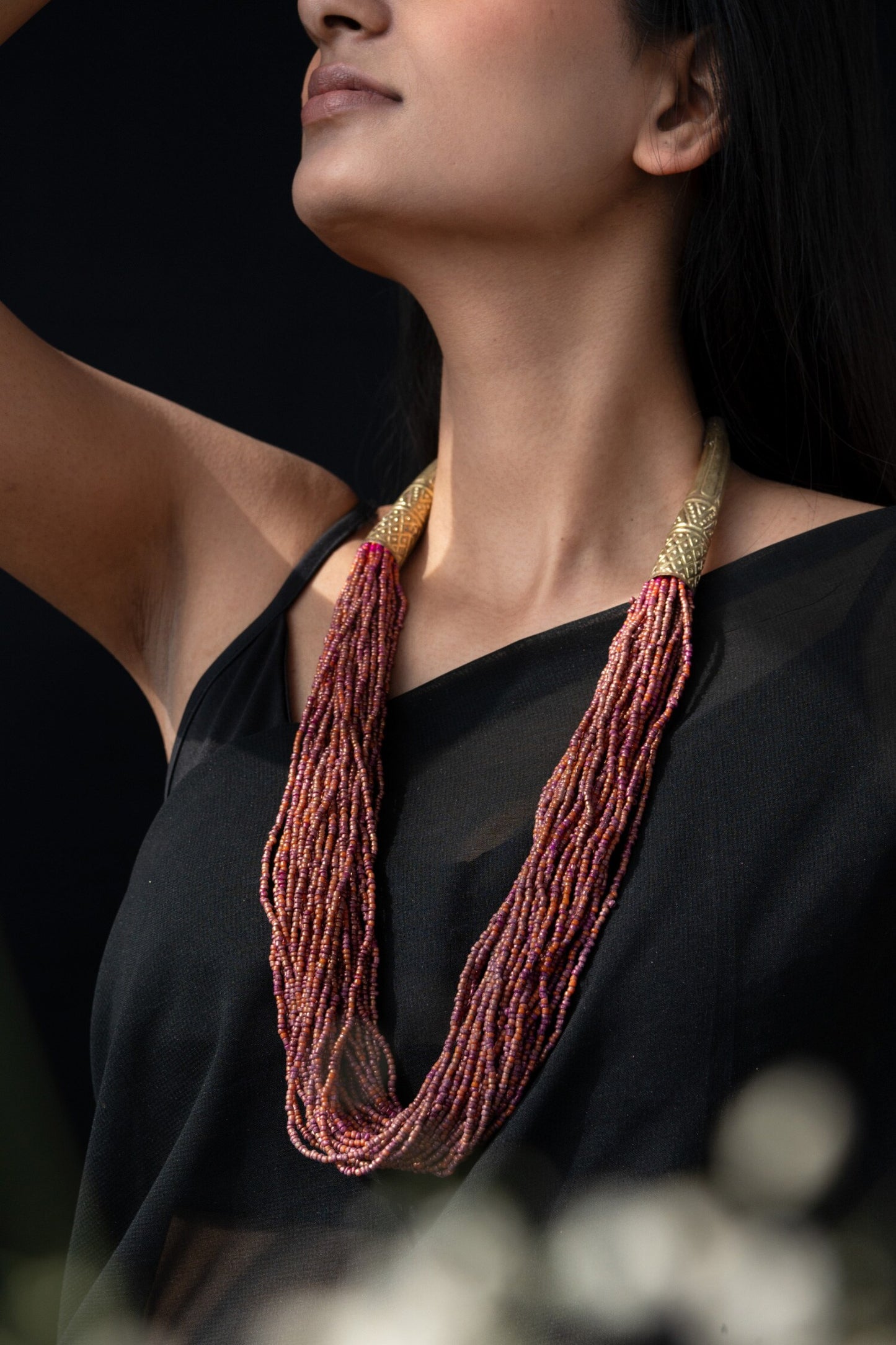 Color Block Beaded Necklace 